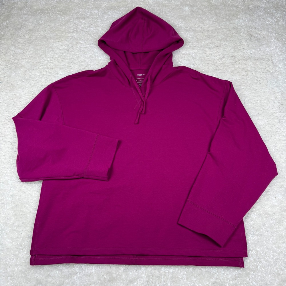 Nike Yoga Hoodie Womens Medium Magenta Pink Dri-FIT Pullover‎ DM7033-549
